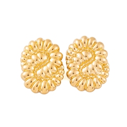 Real 18K Gold Plated Ion Plating(IP) 304 Stainless Steel Stud Earrings for Women, Twisted Oval, Real 18K Gold Plated, 31x23mm