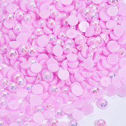 Фиолетовый Абс пластмассовые имитационные жемчужные кабошоны, ногтей декоративные аксессуары, полукруглый, фиолетовые, 4x2 мм , около 10000 шт / мешок