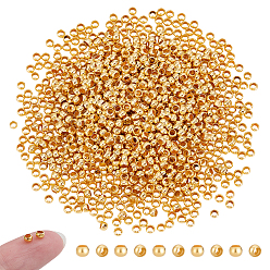 Золотой 1000 шт. латунные обжимные бусины, рондель, золотые, 2x3 мм, отверстие : 2 мм