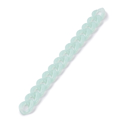 Pale Turquoise Handmade Acrylic Curb Chains, with Imitation Jelly Acrylic Linking Rings, for Jewelry Makings, Pale Turquoise, 23x16.5x4.5mm, 7-1/8 inch(18cm)/strand