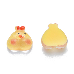 Gold Translucent Resin Cabochons, Printed, Chick, Gold, 10x10x4.5mm