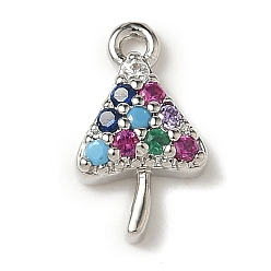 Платина Латунные микро проложить кубического циркония прелести, гриб, стойки покрытие, долговечный, без кадмия и без свинца, платина, 12.5x7.5x3 мм, отверстие : 1.2 мм