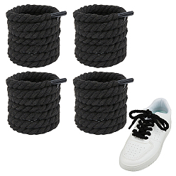 Черный 4 пары хлопковых шнурков, украшения для обуви, чёрные, 1125~1200x8 мм