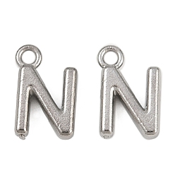 Letter N 304 прелести нержавеющей стали, полированный, цвет нержавеющей стали, Письмо N, 9x5.5x2 мм, отверстие : 1.2 мм