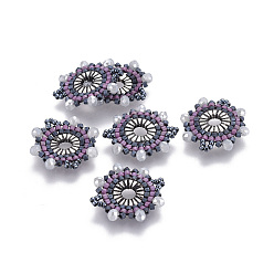 Темно-синий  Шифер Японский бисер miyuki & toho ручной работы ссылки, Ткацкий станок, руль, темно-синий, 21x20x3.5 мм, отверстие : 1.5~2 мм