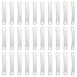 Нержавеющая Сталь Цвет 201 звенья / соединители из нержавеющей стали, закругленный прямоугольник, штамповка пустой метки, цвет нержавеющей стали, 25x4x0.8 мм, отверстие : 3x2.5 мм, 100 шт / комплект