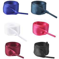 Couleur Mélangete 6 paires 6 couleurs lacets en polyester, pour accessoires de chaussures, couleur mixte, 1240x20x0.2mm, 1 paire/couleur