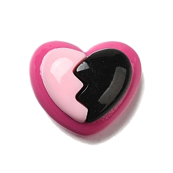Сердце Непрозрачные кабошоны из смолы, черный розовый, сердце, 20.5x24x9.5 мм