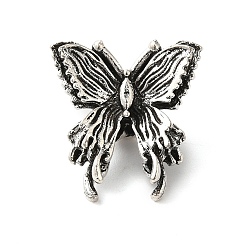Античное Серебро Сплавочные овальные бусины тибетского стиля , двухпалубная бабочка, античное серебро, 16x15x7 мм, отверстие : 3 мм