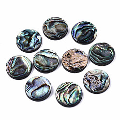 Colorful Natural Abalone Shell/Paua Shell Beads, Flat Round, Colorful, 20.5x3.5mm, Hole: 1mm