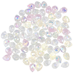 Color mezclado 80 pcs charms de vidrio transparente galvanizado en forma de lágrima, facetados, color de ab chapado, color mezclado, 10x8 mm