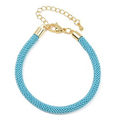 Светло-Голубой 4.5 изготовление браслета из круглого нейлонового шнура миланского диаметра 202мм, с латунными выводами и 6.85 застежками из лобстера из нержавеющей стали, золотые, долговечный, стойки покрытие, Небесно-голубой, 17.4 дюйм ({2} см)