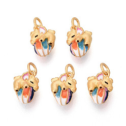 Матовый Золотой Цвет 925 Подвески в виде лошадей из стерлингового серебра с разноцветной эмалью, с печатью 925, полый, матовый золотой цвет, 9~9.5x7x5 мм, Перейти кольцо: 4x0.7 мм, Внутренний диаметр: 2мм