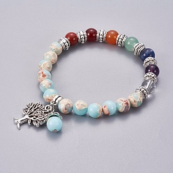 Шушан Камень Чакра ювелирные изделия, браслеты из синтетического камня, с металлическими подвесками, 50 мм