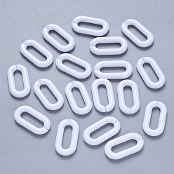 White Opaque Acrylic Linking Rings, Quick Link Connectors, For Jewelry Cable Chains Making, Oval, White, 20.5x11x3mm, Inner Diameter: 13.5x4mm, about 1200pcs/500g
