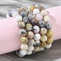 Зеленый Опал Браслеты из натуральных круглых бусин зеленого опала для женщин, бусины : 9.8~10.8 мм, внутренний диаметр: 1.89~2.01 дюйм (4.8~5.1 см)