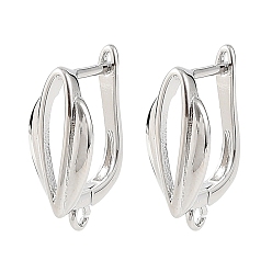 Platinum SHEGRACE Brass Hoop Earring Findings, with Loop, Cadmium Free & Lead Free & Nickel Free, Platinum, 19x12x8mm, Hole: 1.4mm, Pin: 1mm