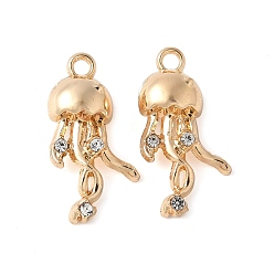 Золотой Сплава кристалла горный хрусталь подвески, стойки покрытие, без кадмия, без никеля и без свинца, медуза, золотые, 19.5x10.5x6.5 мм, отверстие : 1.6 мм