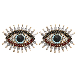 Light Gold 2шт. цветная брошь-булавка в виде глаза со стразами, значок из сплава для рюкзака, золотой свет, 33x40.5x12 мм