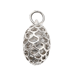 Платина Полые медные подвески, овальные амулеты, с целью перехода в кольце, стойки покрытие, долговечный, без свинца и без кадмия, платина, 30x14.5 мм, отверстие : 6 мм