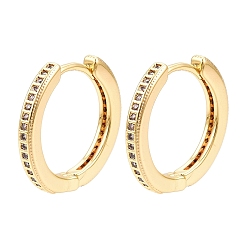 Настоящее золото 18K Женские серьги-кольца из латуни с микропаве и кубическим цирконием, реальный 18 k позолоченный, 17x18.5x2.5 мм