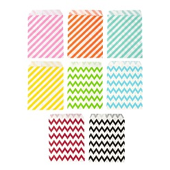 Stripe 80 шт 8 цвета экологически чистые крафт-бумажные пакеты, подарочные пакеты, сумки для покупок, прямоугольные, узоров, 18x13x0.02 см, 10 шт / цвет