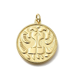 Плоский Круглый Латунные подвески, плоско-круглые, без кадмия и без свинца, стойки покрытие, долговечный, реальный 18 k позолоченный, с целью перехода в кольце, плоско-круглые, 25x22x2 мм, отверстие : 3.5 мм