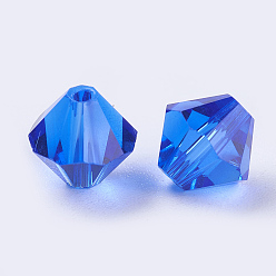 Blue Imitation Austrian Crystal Beads, Grade AAA, Faceted, Bicone, Blue, 8x8mm, Hole: 0.9~1mm