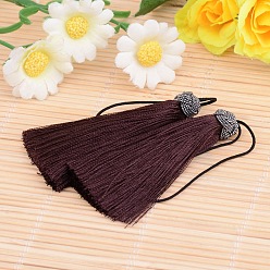 Coconut Brown Nylon Tassel Big Pendant Decorations, Coconut Brown, 60~65x10mm