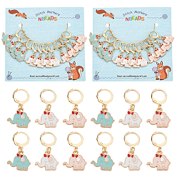 (52) Непрозрачная лаванда Маркеры петель с замком в виде слоника из сплава эмали, золотой тон 304 маркер с замком из нержавеющей стали, разноцветные, 3.2 см, 3 цветов, 4 шт / цвет, 12 шт / комплект