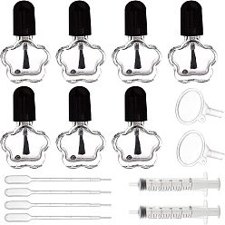 Clear DIY Kits, with Transparent Glass Nail Polish Empty Bottles, Mini Transparent Plastic Funnel Hoppers, Disposable Plastic Transfer Pipettes and 304 Stainless Steel Beads, Clear, Bottle: 5.35x3x1.55cm, Capacity: 4ml