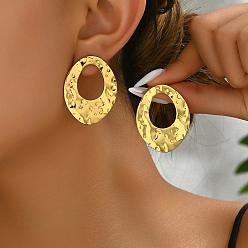 Oval Геометрические 201 серьги-гвоздики из нержавеющей стали для женщин, Универсальный и элегантный, золотые, овальные, 38x38 мм