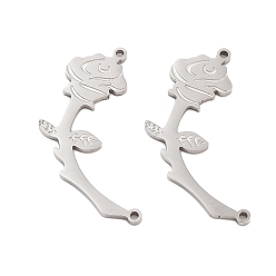 Нержавеющая Сталь Цвет Не тускнеет 304 подвески-соединители из нержавеющей стали, ссылки на цветы розы, цвет нержавеющей стали, 30x13x1 мм, отверстие : 1.2 мм