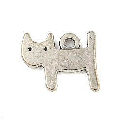 Cat Shape Сплавочные подвески тибетского стиля, античное серебро, форма кошки, 11x13.5x1.2 мм, отверстие : 1.4 мм