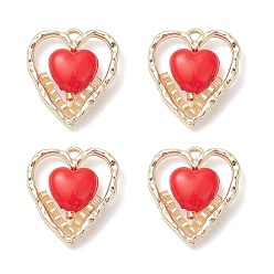 Красный Подвески в форме сердца из стеклянного сплава с бусинами, с акриловой, красные, 22.5x20.5x6 мм, отверстие : 1.8 мм