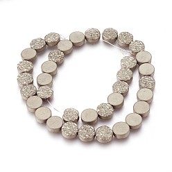 Antique Bronze Plated Electroplated Non-magnetic Synthetic Hematite Beads Strands, Beads Strands, Frosted, Flat Round, Antique Bronze Plated, 10x4mm, Hole: 1mm, about 40pcs/strand, 15.94 inch(40.5cm)