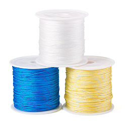 Mixed Color 3 Rolls 3 Colors Nylon Braided Cord, Chinese Knotting Cord for Jewelry Making Macrame Craft, Mixed Color, 0.8mm, 38~40m/Roll, 1 roll/color