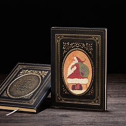 (932FM) Темно-синий аква-матовый с подкладкой Винтажный европейский блокнот из искусственной кожи, а5 журнал с выкройками Санта-Клауса, для школьных канцелярских принадлежностей, темно-золотистые, 210x145 мм