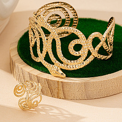 Золотой Браслеты-манжеты из сплава змеи и наборы колец-манжет, золотые, внутренний диаметр: 60 мм