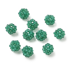 Green Onyx Agate Natural Green Onyx Agate(Dyed & Heated) Woven Beads, Cluster Beads, Faceted, Round, 8~9mm, Hole: 1.6mm