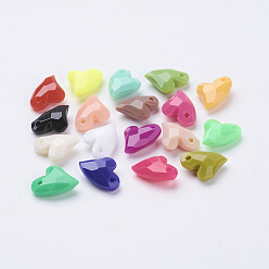 (52) Непрозрачная лаванда Непрозрачные акриловые брелоки, граненые, сердце, разноцветные, 17x13x5 мм, отверстие : 1.5 мм