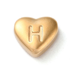 Letter H 201 Stainless Steel Beads, Golden, Heart, Letter H, 7x8x3.5mm, Hole: 1.5mm
