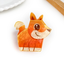 Лиса Акриловые коготь заколки, оранжево-красный, лиса, 64x55 мм