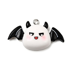 Ghost Подвески из непрозрачной смолы на Хэллоуин, с железной платиной петлей, белые, призрак, 20x35x8 мм, отверстие : 2 мм