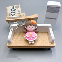 Pink Брелок для ключей из ПВХ-сумки для девочек, Мультяшное подвесное украшение для рюкзака, розовые, 55x35 мм