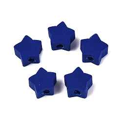 Dark Blue Independence Day Handmade Polymer Clay Beads, Star, Dark Blue, 8~9x8.5~9.5x4~5mm, Hole: 2mm