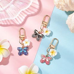 (52) Непрозрачная лаванда Подвеска в форме бабочки из сплава эмали, с поворотными застежками из сплава и полимерной глиной ручной работы 3d бусинами в форме цветка плюмерии, разноцветные, 55 мм, 3 шт / комплект