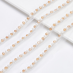 (932FM) Темно-синий аква-матовый с подкладкой 5 ярдов кружевной отделки из марли, со стеклянными бусинами и бусинами, имитирующими жемчуг, темно-золотистые, 1/2 дюйм (14 мм)