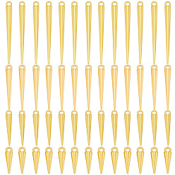 Golden 80Pcs 4 Styles Tibetan Style Alloy Pendants, Cone Charms, Golden, 15.5~49.5x4.5~5mm, Hole: 1.8~2.5mm, 20pcs/style