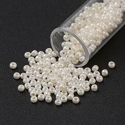 (404) Непрозрачное AB Кислое яблоко Fgb 6/0 круглый стеклянный бисер класса А, Цейлон, цветочный белый, 4x3 мм, отверстие : 1 мм, Около 4500 шт / фунт